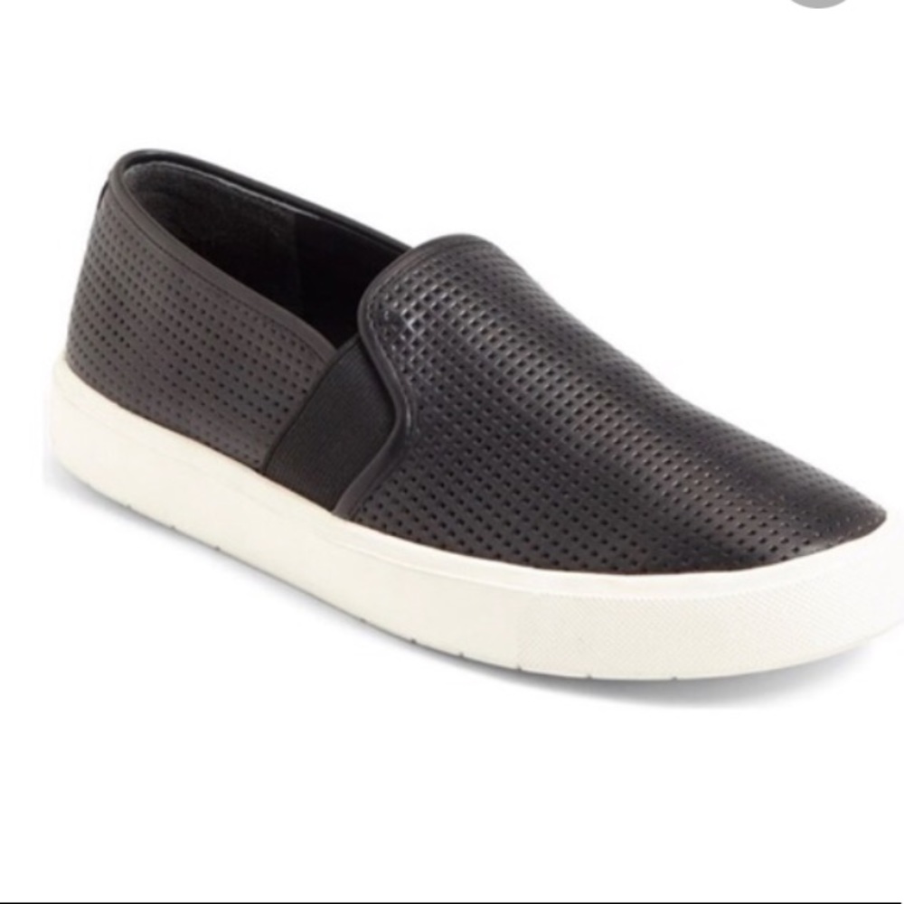 Vince Perforated Black Leather Blair slip-ons